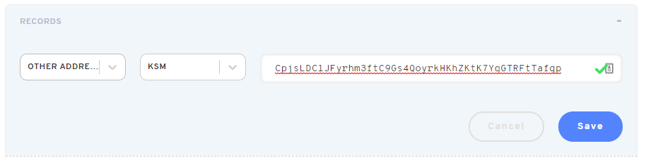 Inputs needed to register a KSM address